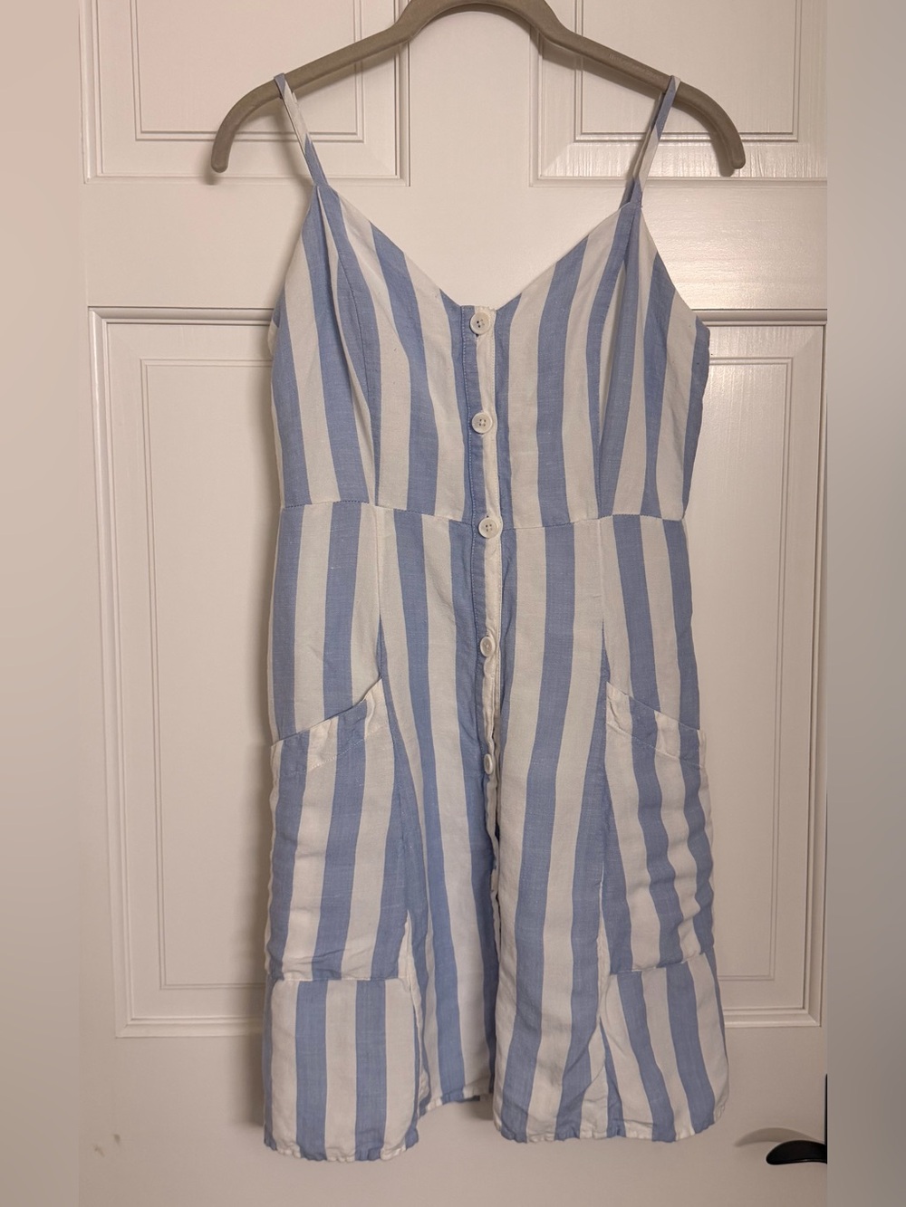 Rails Blue & White Striped Button-Front Jumpsuit